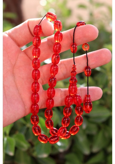 Koyu Kırmızı Arpa Kesim Özel Sistem Ateş Kehribar Tesbih 201024765