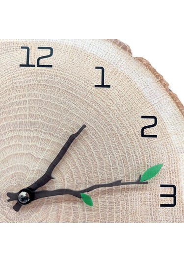 CajuArt Dekoratif Ağaç Gövdesi Kütük Şeklinde 30 cm Duvar Saati Kahverengi