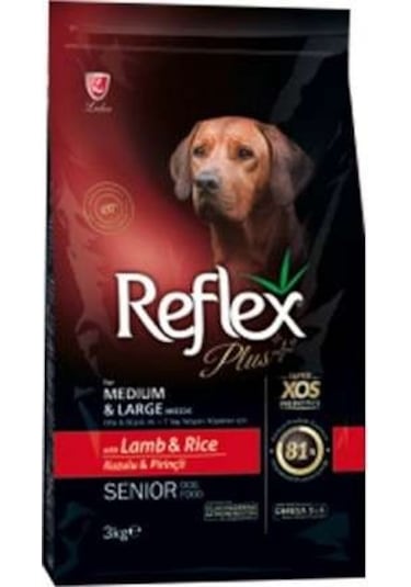 Reflex Plus Kuzu Etli Orta ve Büyük Irk Yaşlı Köpek Maması 3 KG