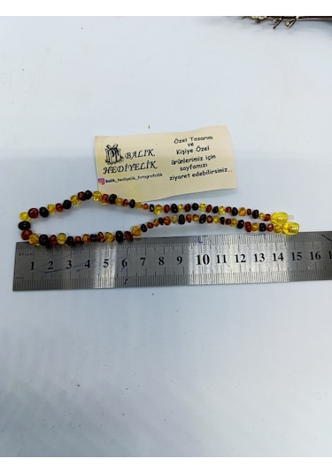 Çocuk Kehribar Kolye Organik Şifa Taşı 32 Cm -1034 Çok Renkli