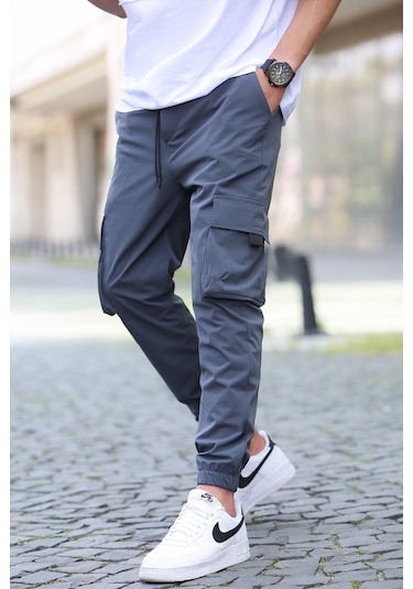 Madmext Füme Kargo Cep Erkek Jogger Pantolon 5461 Füme