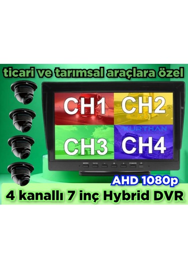 7 İnç Dvr Monitör Ve 4 Adet Ahd 1080p Ultra Mini Kamera Seti 12 V