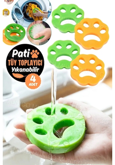 Pribor Kedi Köpek Tüyleri İçin Çamaşır Makinesi Tüy Temizle Yeniden Kullanılabilir 4 Adet