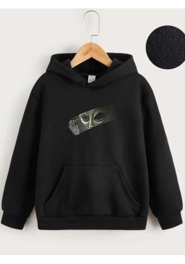 Los Angeles Basklı Kapişonlu Sweatshirt Siyah