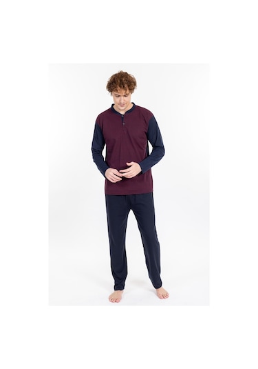 Erkek 1004 Jakarlı Süprem Pijama Takımı Bordo Bordo