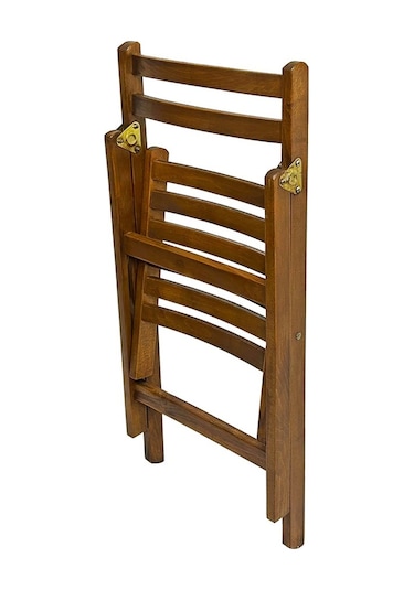 Burgaz Katlanır Ahşap Bahçe Balkon Sandalyesi -Kolçaksız Ahşap