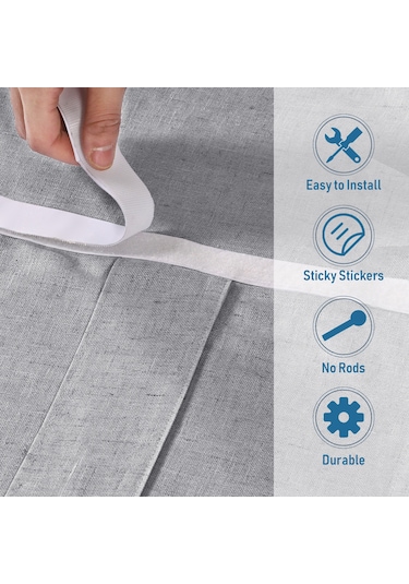 Lemestar "pencere Perdeleri 2'li Set - Güneş Korumalı, Gizlilik Sağlayan, Termal Keten Perde 66x172cm " Gri