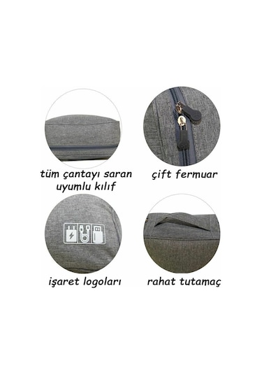 Aksesuar Kablo Çantası Powerbank Saklama Taşıma Organizer Çantası Gri