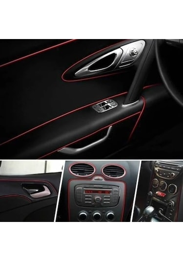 Ford Fiesta Araç Içi Nikelaj Kırmızı 2 Metre Torpido Ip Trim Fitili