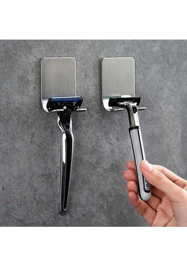 Novahub 4 Adet Gümüş Duvar Jilet Tutucu Paslanmaz Çelik Tıraş Makinesi Depolama Kanca Rafları Gümüş