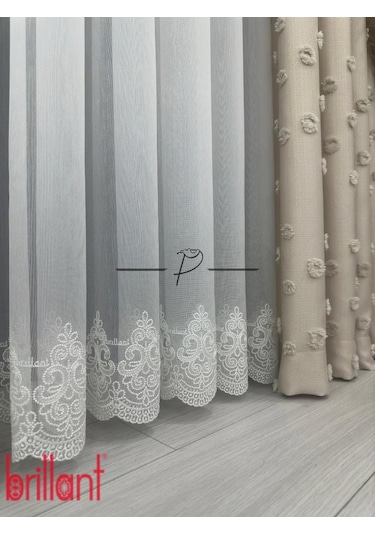 Tül Perde Brillant Marka Dharma Desen Ttm Zemin Kumaş Ultra Dökümlü Ekru