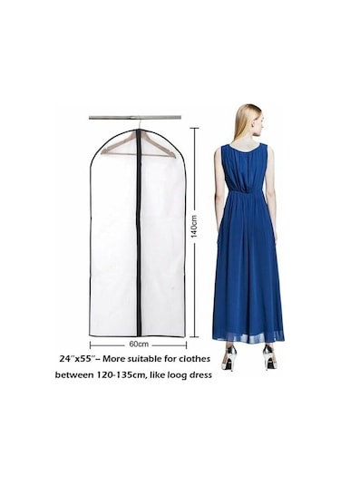 Novahub Toz Ve Su Geçirmez Giysi Kılıfları, 6 Adet Yarı Şeffaf Fermuarlı Elbise/kaban Kılıfı, 60x140cm Siyah Diğer