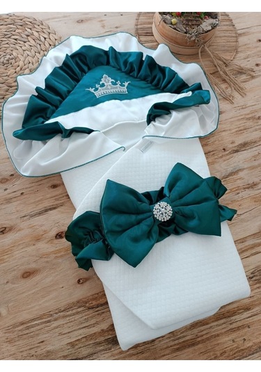 S.kahve Kız Erkek Bebek Battaniyesi Kundağı %100 Pamuklu Doğal Organik Uyku Hastane Çıkısı Yenidoğan Zümrüt Yeşili