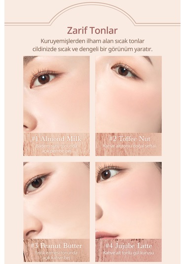 Dasique Karıştırılabilir Renk Tonlarına Sahip 4 Lü Allık Paleti Blending Mood Cheek 10 Muted Nuts 10 Muted Nuts