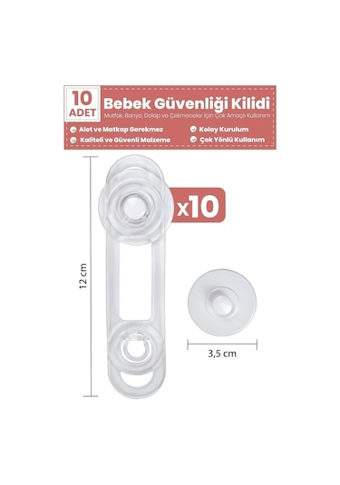 10 Adet Çocuk Çekmece Kilidi ve Dolap Kilidi Bebek Güvenlik Kilit Çok Renkli
