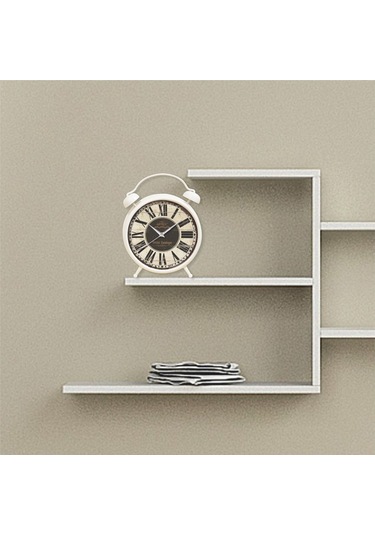 Romen Renkli Rakamlar Çalar Saat Görünümlü Masa Ve Duvar Saat Krem - Kahverengi