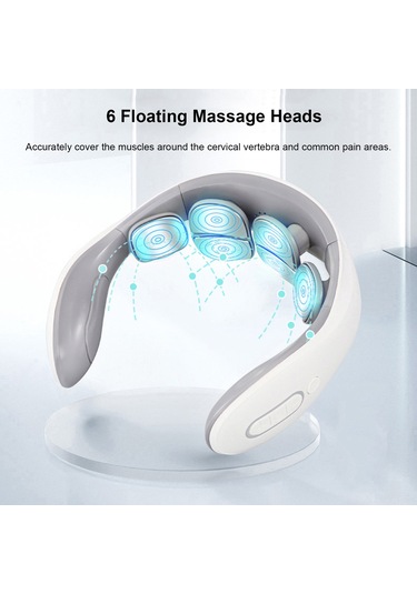 Yunboo 6 Başlı Boyun Masaj Aleti - Usb Şarjlı, 42 C Isıtmalı, 9 Seviyeli Masaj, Beyaz Beyaz