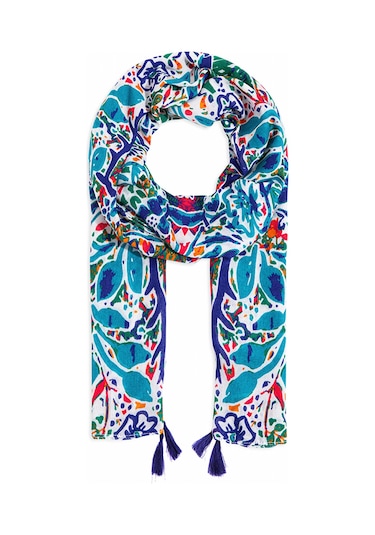 Mavi - Yeşil Şal 1911130-82948 Yeşil