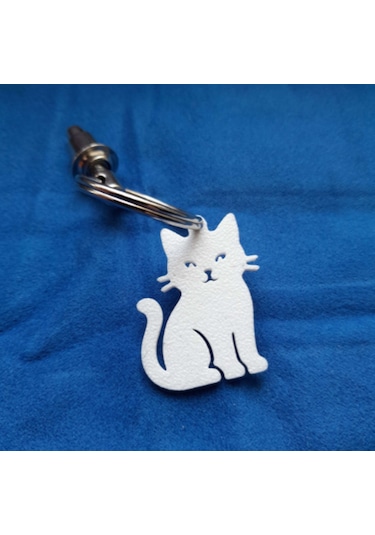 Anahtarlık Mini Kedi Modeli Beyaz