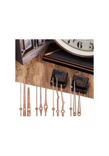 Goldenqian 8 Adet Uzun Şaft Duvar Saati Hareket Mekanizması 4 Tip 12 Inç Ceviz Ahşap Kuvars Parça Değişimi 6o3pxl Siyah