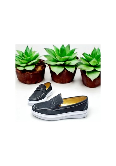 Erkek Nubuk Deri Siyah Beyaz Taban Dikişli Rahat Günlük Ayakkabı