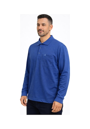 Classics Men Simenti Regular Fit Polo Yaka Uzun Kol Sweatshirt - 7567 Mavi