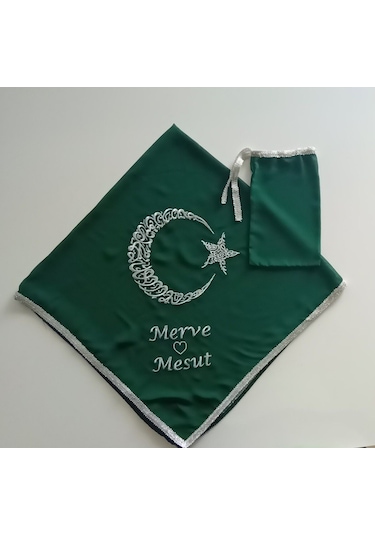 İsimli Asker Damat Kına Şalı Omuz Örtüsü Ayyıldız Nakış Işlemeli Isme Özel