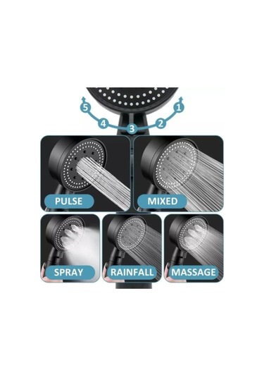 5 Fonksiyonlu Siyah El Duşu Krom