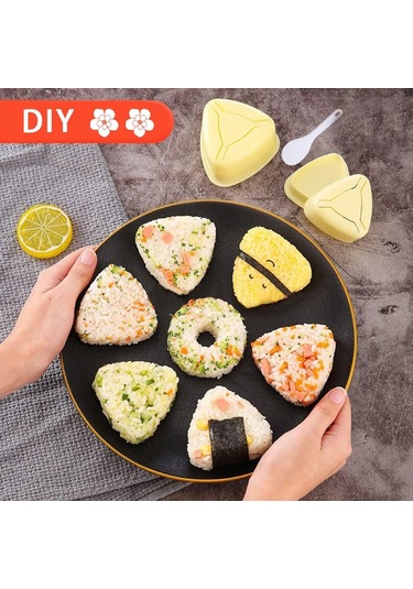 Pxcl Suşi Kalıbı, 2 Parça Suşi Kalıbı Seti, Kendin Yap Kalıp, Üçg Sarı