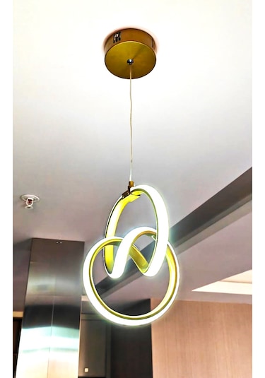 Led Avize Beyaz Işık Mutfak Salon Çocuk Odası Lambası Altın Sarısı