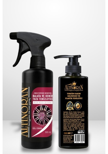 Altınoran Derinlemesine Yüzey Temizliği Ve Plastik Yenileme Seti Demir Tozu Sökücü 500ml + Torpido Parlatıcı 200ml