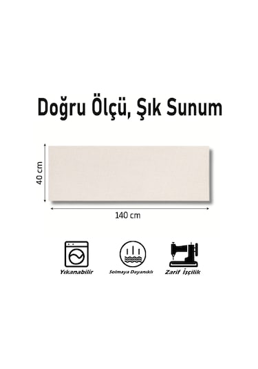 Renkli Fil Runner, Runer, Masa Örtüsü, Sofranıza Zarafet Katın Runner, Masa Örtüsü Krem