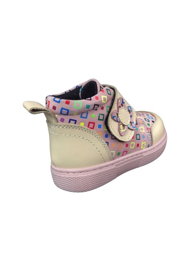 Ortopedikal 1001 Ridente Pudra Gül Kurusu Baskı Bebe Kız Çocuk Bot % 100 Deri Kalın Tek Cırtlı Pudra-gül Kurusu