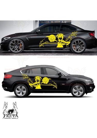 120X50cm-Samuray Kız Yan Kapı Oto Sticker, Samurai Girl