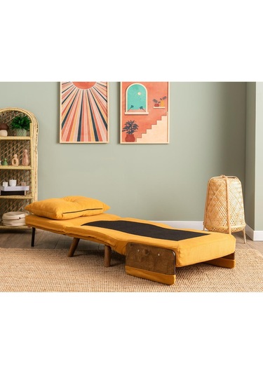 Pafu Cosmo Tekli Katlanır Yataklı Koltuk - Bohem Hardal Hardal