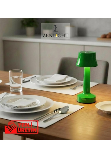 Zenlight Metal Dokunmatik Şarjlı Masa Lambası 320-4 Yeşil