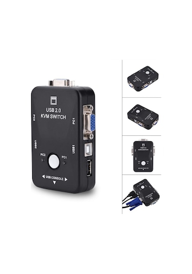 Kvm Switch 2 Port Usb Vga Switch 2 Pc Kasa Tek Kontrol