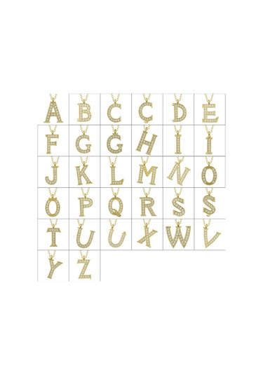 925 Ayar Gümüş Gold F Harfi Kadın Gümüş Kolye Gümüş