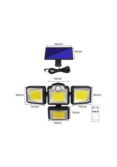 Cbtx Bahçe Aydınlatma Tg-ty085 Uzaktan Kumandalı Vücut Algılamalı Güneş Enerjili 4 Kafalı Dö Duvar Lambası Dış Bahçe Ayd. 52785559