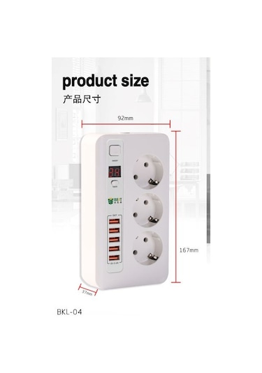 Power Socket Bkl-04 Zaman Ayarlı Akım Koruyucu Priz Beyaz