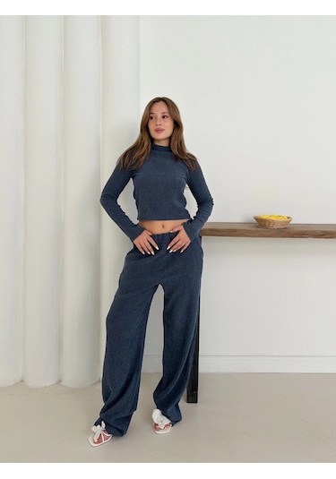 Biçomi Balıkçı Yaka Örme Takım Lacivert St265865 Lacivert