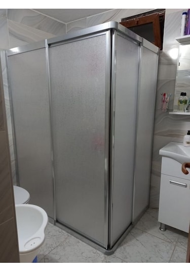 Teknesiz Mika Duşakabin Köşe Açılır Gümüş