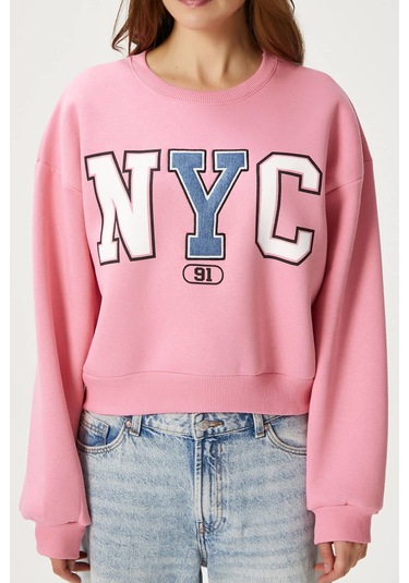 Kadın Cool Pembe Şardonlu Sweatshirt Pembe