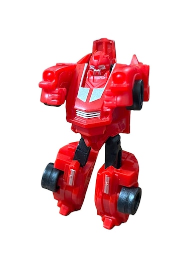 Super Warrior Mini Plastik Gövdeli Dönüşebilen Robot Araba 7.5 Cm Kırmızı