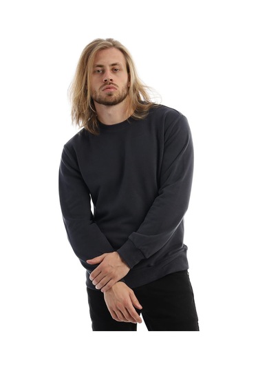 Erkek Bisiklet Yaka 3 İplik Sweat Füme