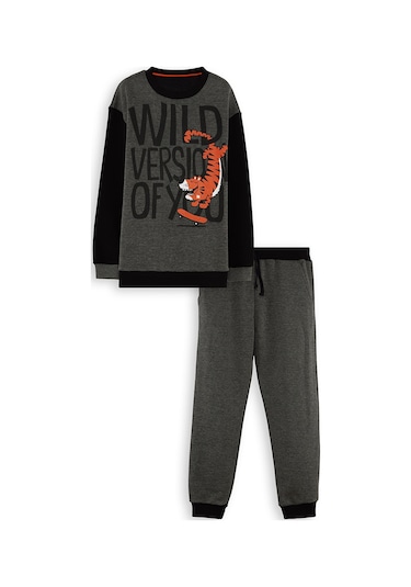 Denokids Wild Oversize Erkek Çocuk Eşofman Takımı - Gri