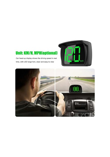 Geeroyoo Araba Hud Headup Display Km/h Mph Gps Dijital Hız Göstergesi Led Büyük Yazı Tipi Ekranlı Araba Şarj Adaptörü Araba Kamyonet Suv Motosiklet