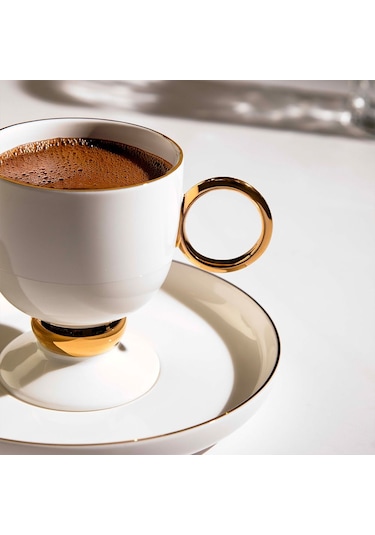 Nehir Karmen 6 Kişilik 12 Parça Porselen Kahve Fincan Takımı