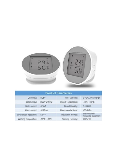 Dancemonkey Akıllı Wifi Sıcaklık Nem Sensörü - Tuya Uygulaması Bildirimi