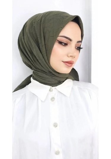 Melodi Scarf Kadın Tesettür Pratik Bambu Kraş Eşarp Haki Haki